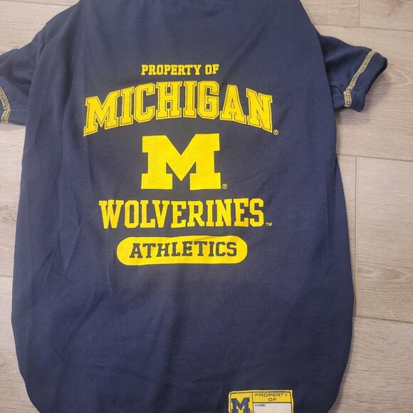 Michigan Wolverines Pet Tee Shirt Collegiate College Blue Gold Extra Large XL - Picture 2 of 5